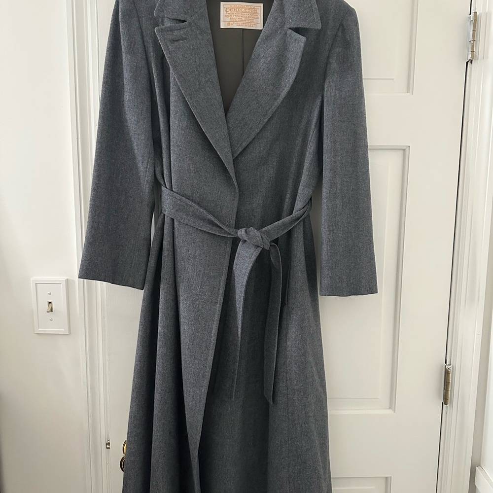 Vintage Pendleton Gray Wool Wrap Coat
